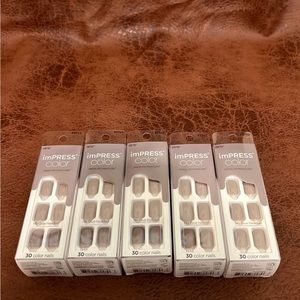 Set of 5 Brand New Kiss Impress Press On Nail Sets in 024 Taupe